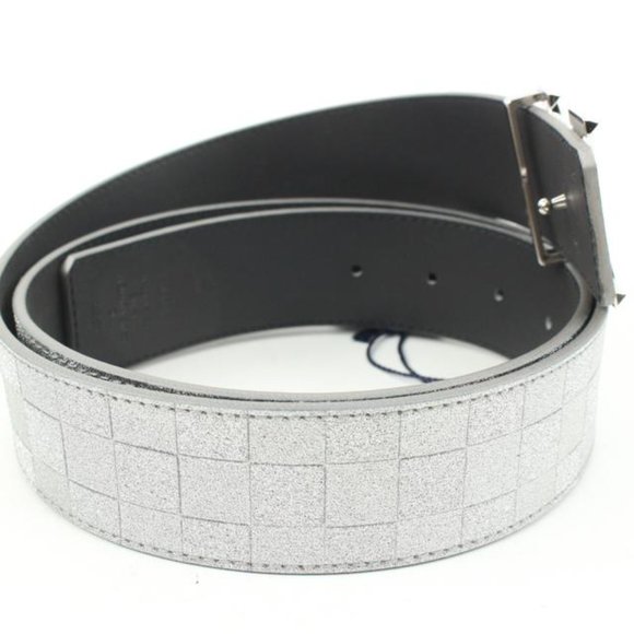 Louis Vuitton Glitter Silver Damier LV Pyramide 40mm Belt 37LV128S main image 4